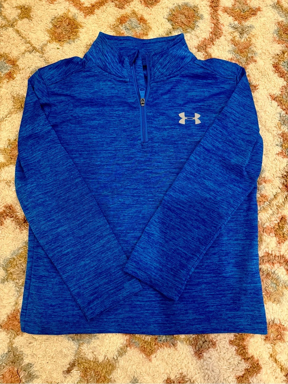 Under Armour Kids Blue Heather Quarter Zip Pullover Athletic Top Size 6